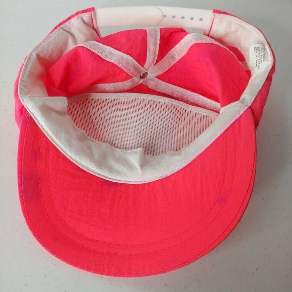 Vintage Cedar Point Pink Neon Nylon Cap Embroidered Retro Has Marks Snap Back - Picture 2 of 12